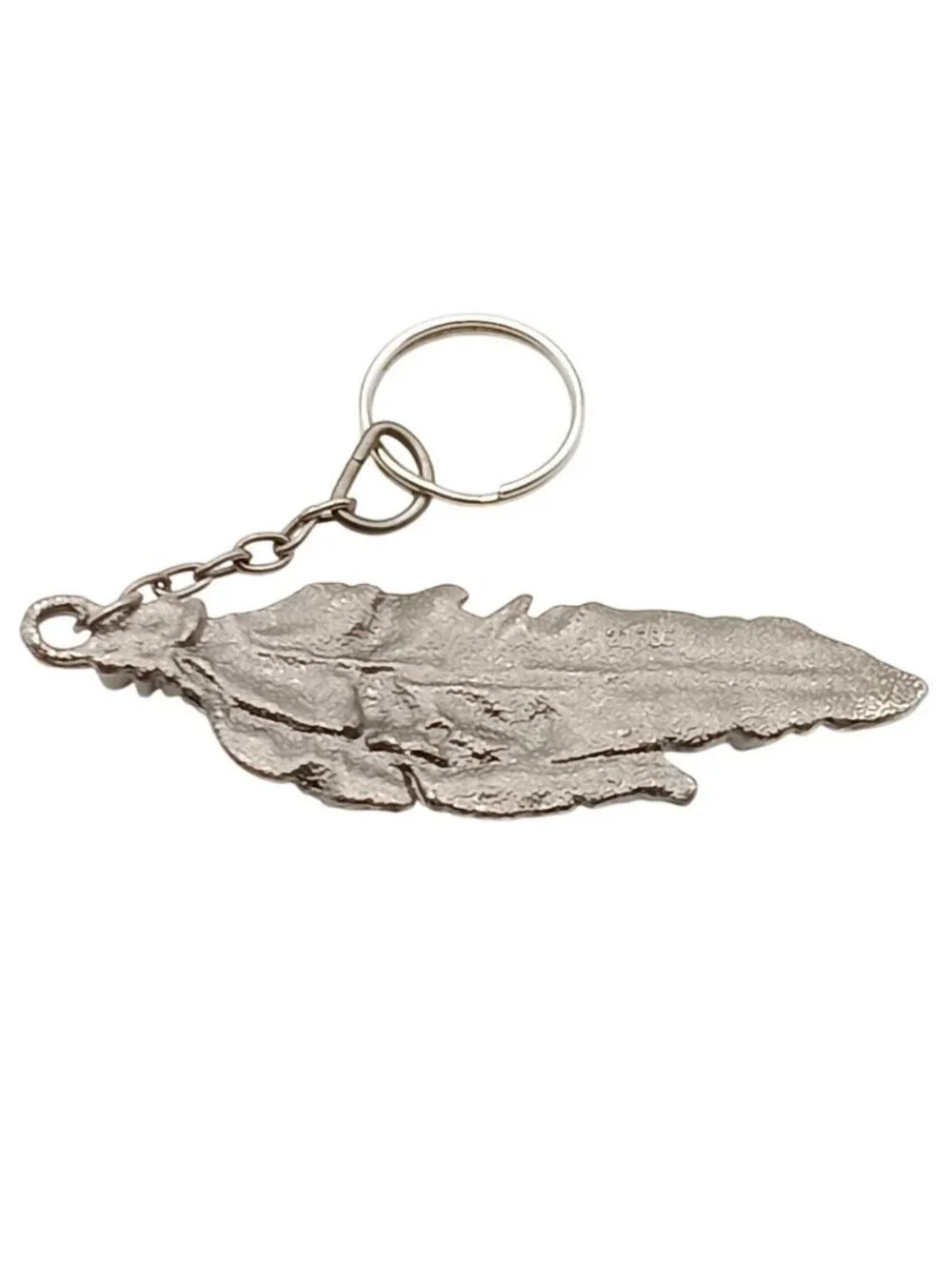 Silver-Tone Double Feather Keychain - Vintage